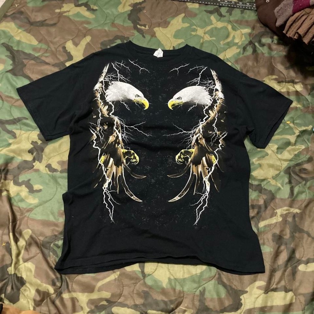 Y2K Eagle Lightning graphic tee gildan blank front graphic men's L/21
